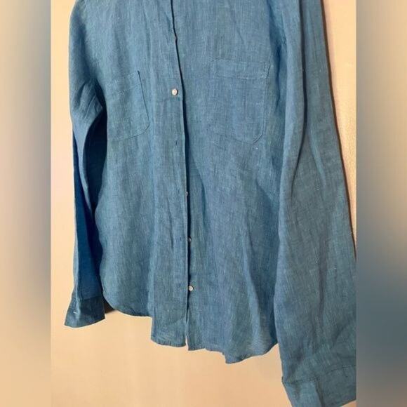 Lilly Pulitzer Blue Linen Shirt Blouse Women's Size Large Button Front freshly D - Picture 10 of 10
